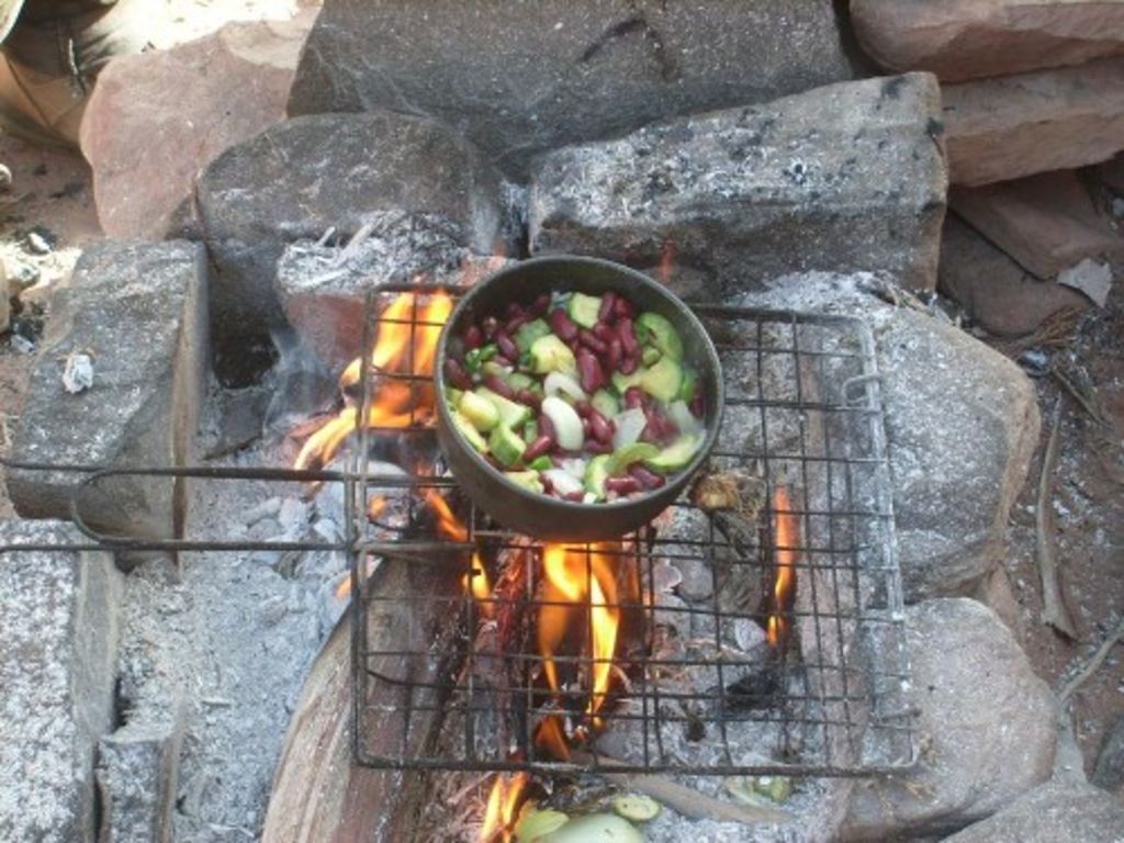 Fig. 62: One of the last meals prepared on the camp fire on top of Umm al-Biyara. Terence Hill and Bud Spencer would be jealous...