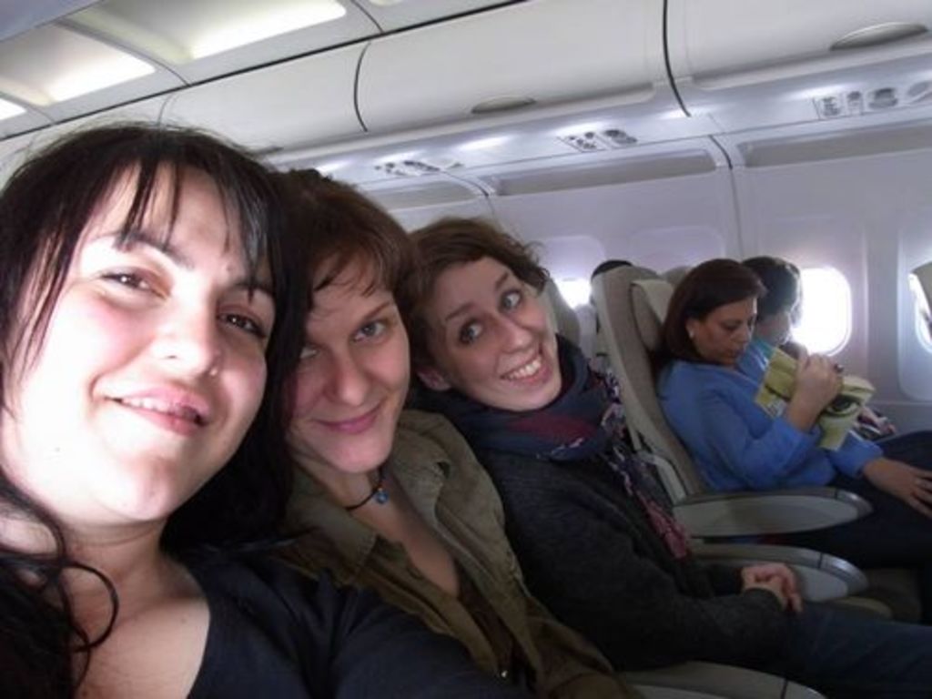 Fig 2: Polly Agoridou, Nadine Bürkle and Jana Falkenberg (from left) enjoying their flight.