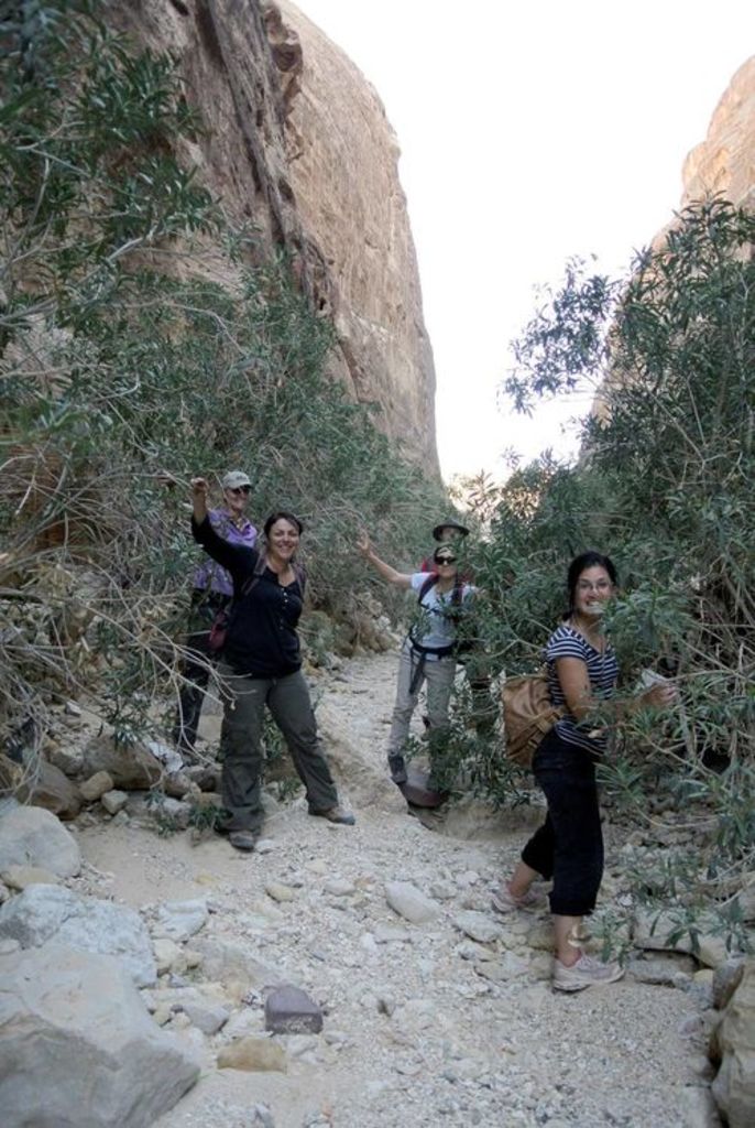Fig. 31: Laura Weis, Polly Agoridou, Sophie Horacek, Raphael Eser and Bénédicte Khan (from left) fighting their way off in Wadi Mattaha