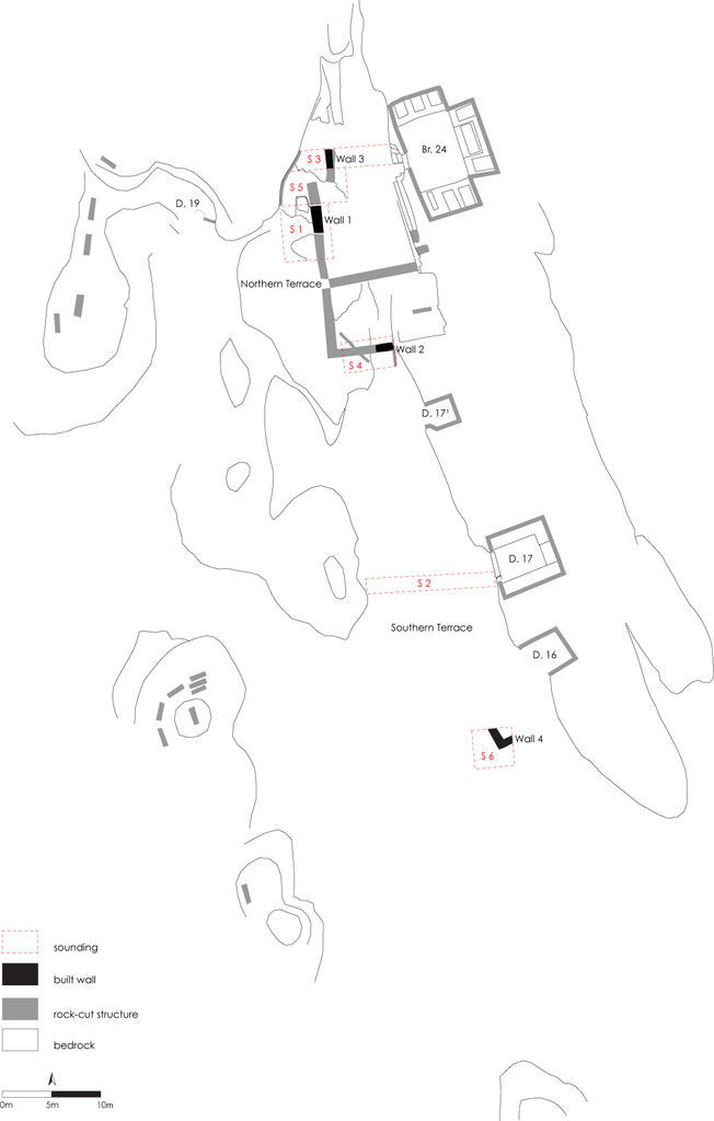 Fig. 1: Bab as-Siq. General plan of the Aslah-triclinium-complex (drawing: M. Dehner and L. Gorgerat)