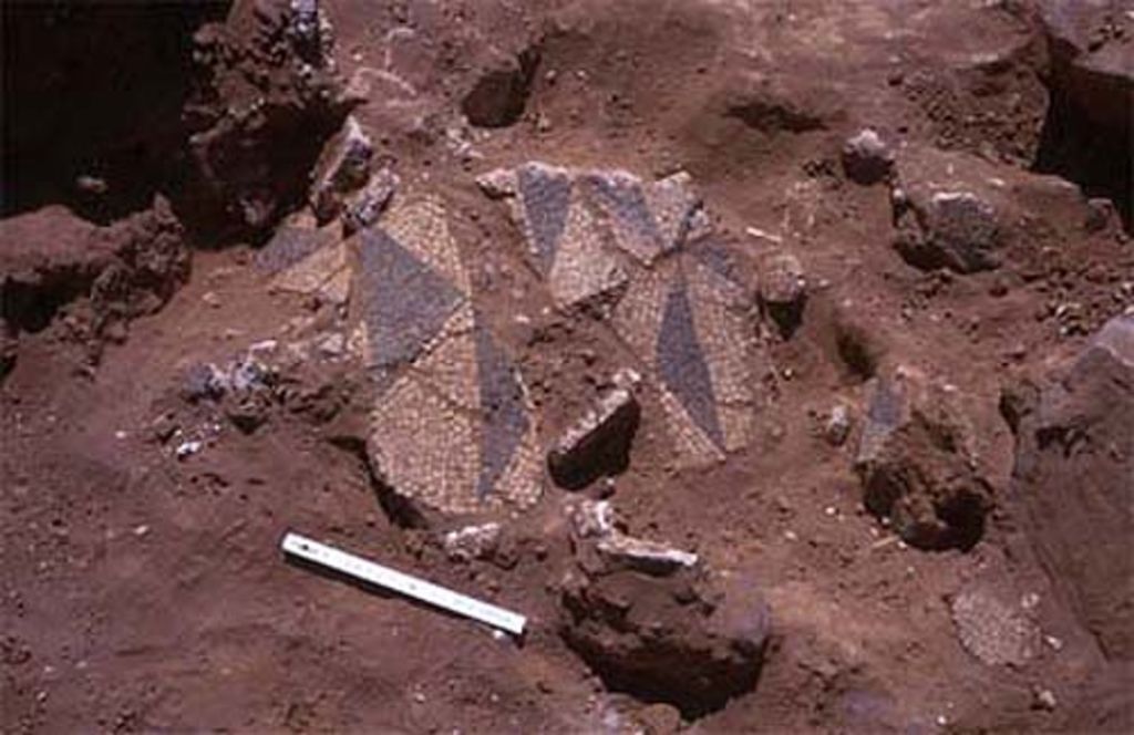 Fig. 5: EZ IV. Room 6: black and white mosaic fragment (photo: D. Keller)