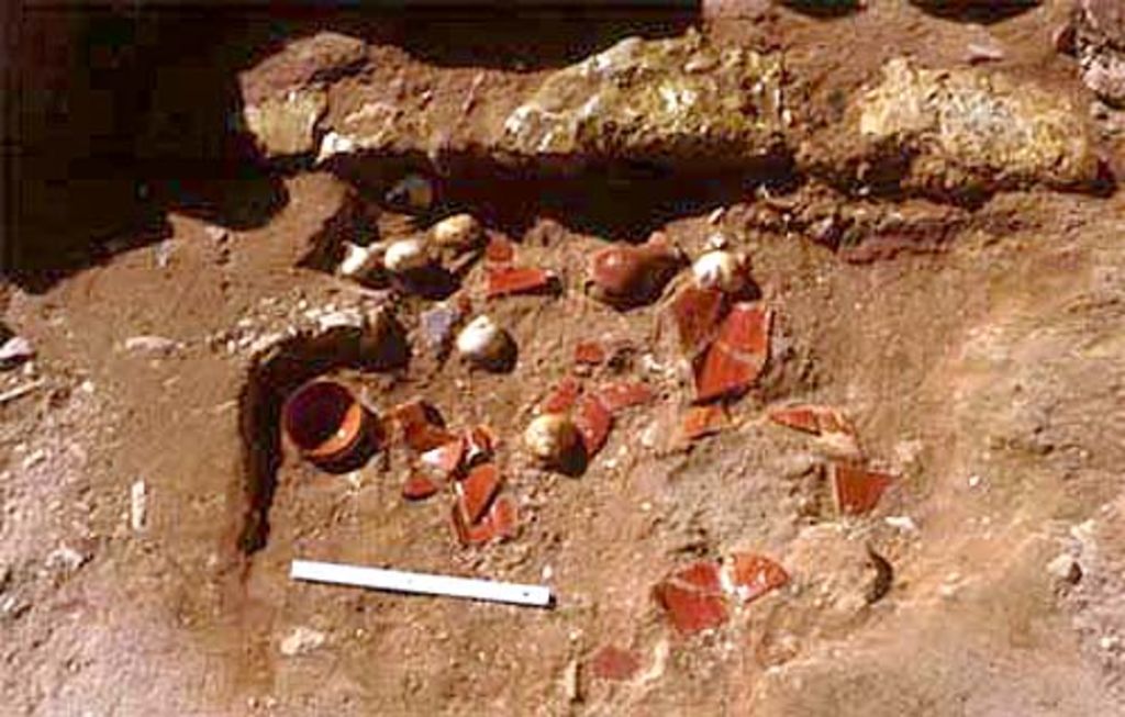 Fig. 14: EZ IV. Room 15. Nabataean fine ware-ensemble in situ (photo: D. Keller)