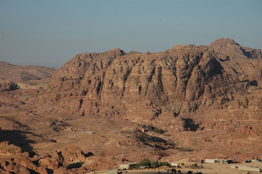 Umm al-Biyara dominating the city of Petra, seen from the Bedouin village at Umm Sayhoun (photo: S. G. Schmid)