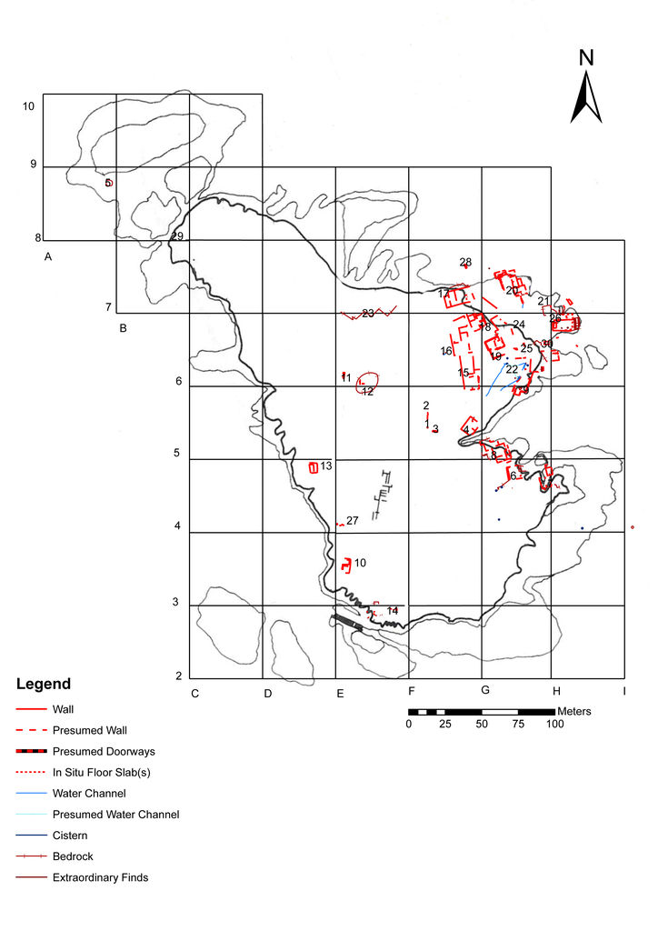 Fig. 3: Umm al-Biyara, new plan with structures surveyed in 2010 (plan: G. Teltsch and W. Kennedy)