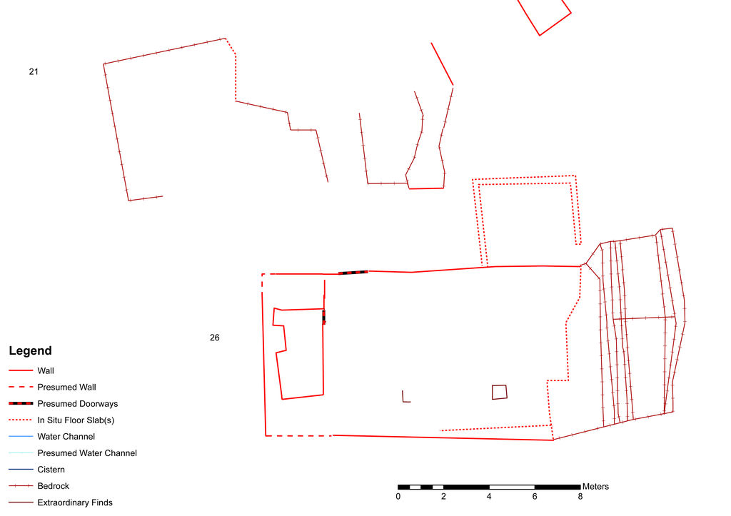 Fig. 15: Umm al-Biyara, detail of plan showing ST 26 (plan: G. Teltsch and W. Kennedy)