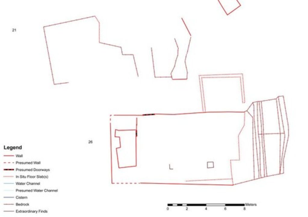 Fig. 5: Umm al-Biyara, detail of plan showing ST 26 (plan: G. Teltsch and W. Kennedy)