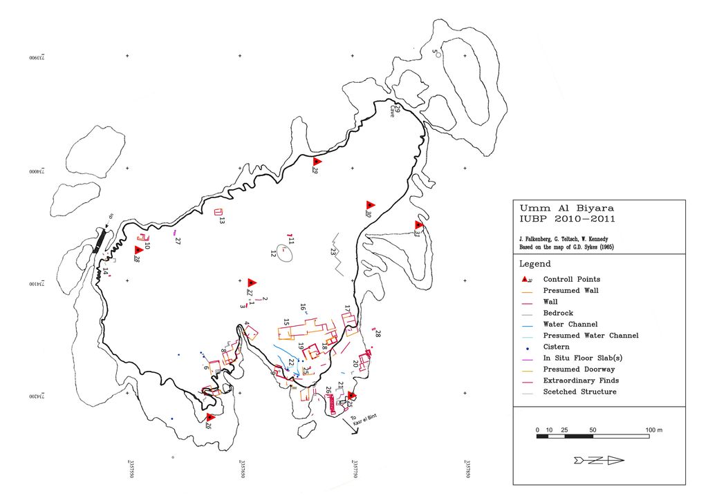 Fig. 2: Umm al-Biyara, new plan with structures surveyed in 2010 (plan: J. Falkenberg)