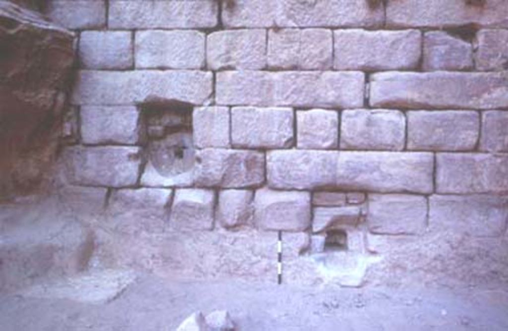 Fig. 19: Retaining wall of cistern on upper terrace with two water spouts (photo: S. G. Schmid)