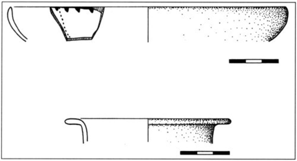 Fig. 11: Lower terrace, trench 1, Nabataean pottery from below the foundations of wall 2 (photo: S. G. Schmid)