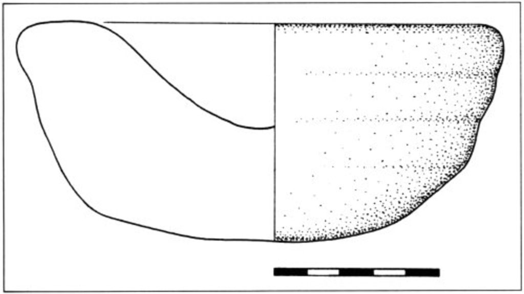 Fig. 31: Upper terrace, Medieval stone mortar from structures in trench 5 (photo: S. G. Schmid)