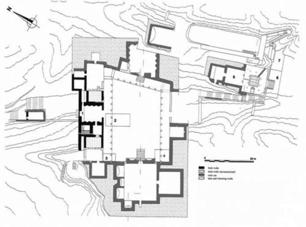 Fig. 1: Wadi Farasa East, schematic plan (S. Fachard, after Bachmann et al.)