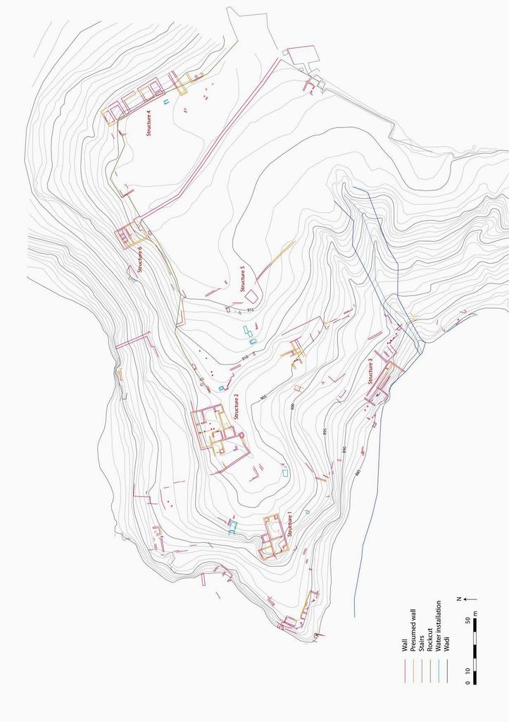 Fig. 3: Topographical map of NEPP area with recorded structures (plan: J. Falkenberg and M. Holappa)