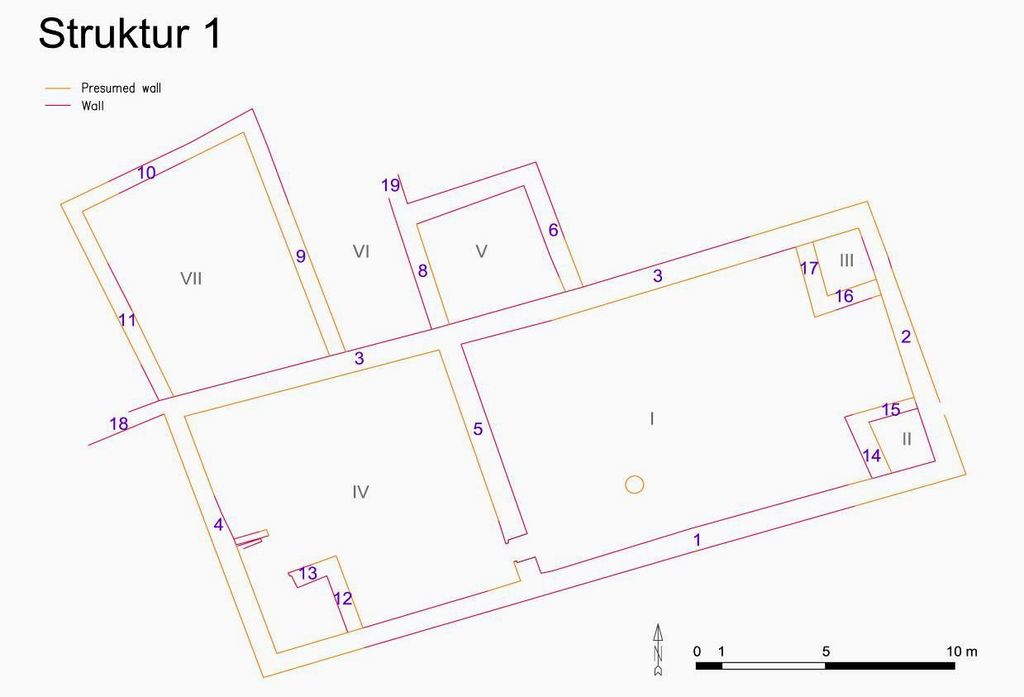 Fig. 4: Overall plan of Structure 1 (plan: J. Falkenberg and M. Holappa)