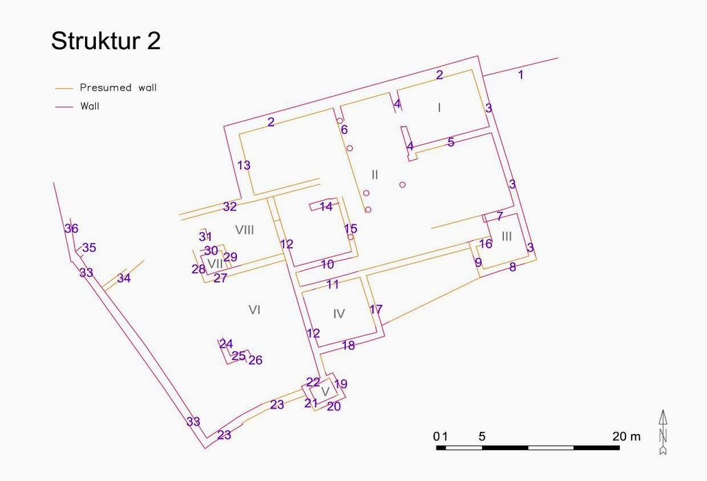 Fig. 9: Overall plan of Structure 2 (plan: J. Falkenberg and M. Holappa)