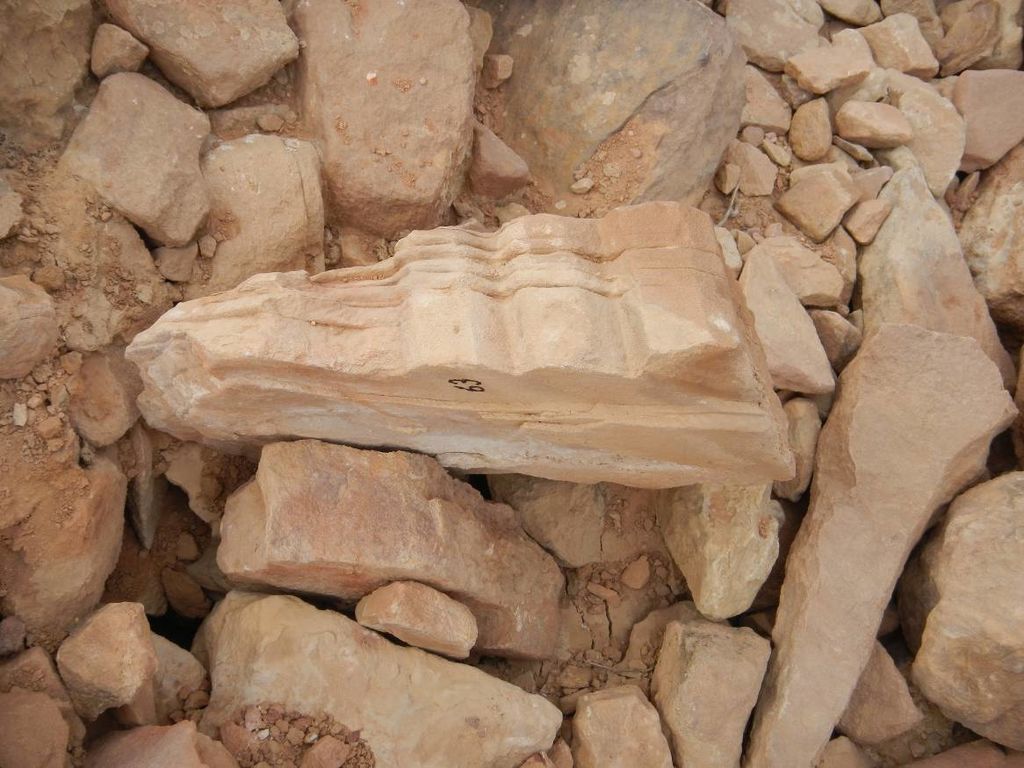 Fig. 13: Fragment of a triglyph from Structure 2 (photo: S. G. Schmid)