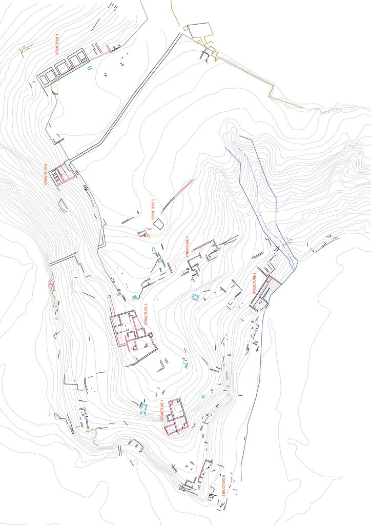 Fig. 3: Topographical map of NEPP area with recorded structures (plan: J. Falkenberg and M. Holappa)