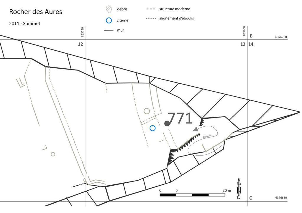 Fig. 16: Structures au sommet du plateau à l’est (plan: J. Falkenberg)