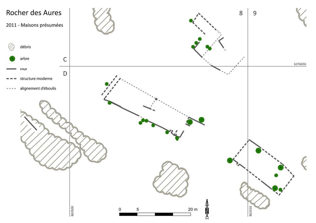 Fig. 22: Structures rectangulaires dans les secteurs C8–9 – D8–9 (plan: J. Falkenberg)