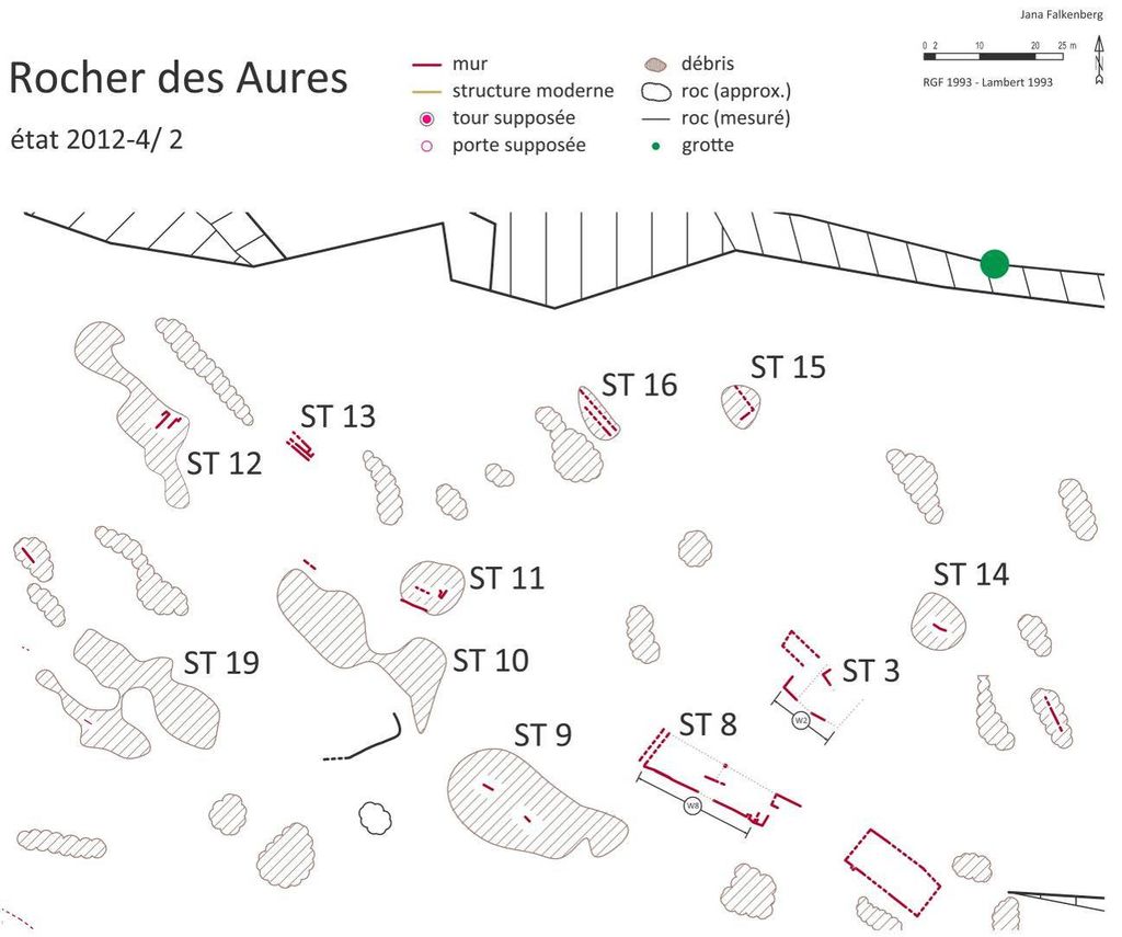 Fig. 3: Partie centrale du Rocher des Aures (plan: J. Falkenberg)