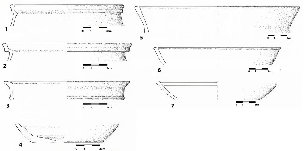 Fig. 24 : Fragments de céramiques diagnostiques de l’UF 9 (dessin : S. G. Schmid)