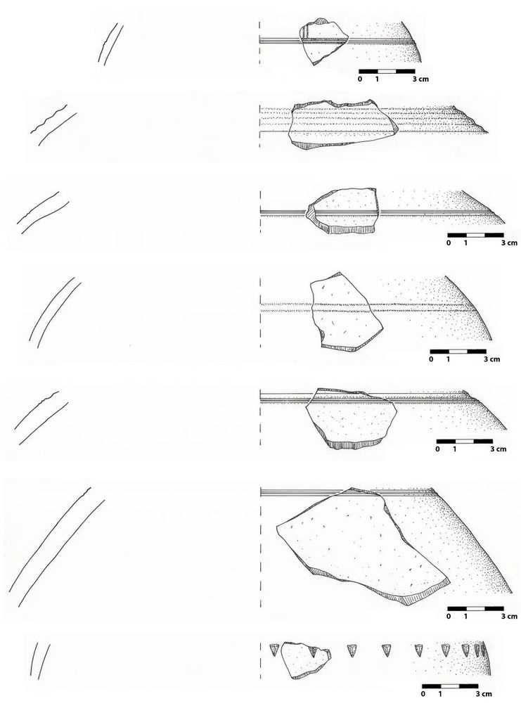 Fig. 32 : Fragments de céramiques diagnostiques de l’UF 29 (dessin : S. G. Schmid)