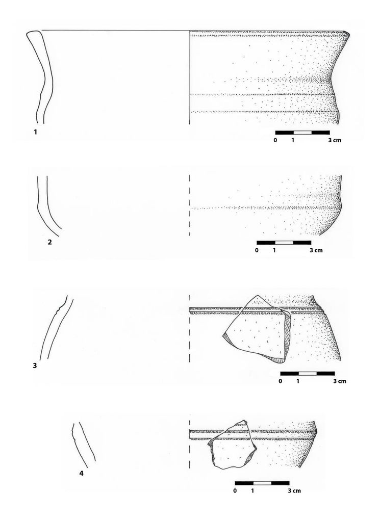 Fig. 41 : Fragments de céramiques diagnostiques de l’UF 19 (dessin : S. G. Schmid)