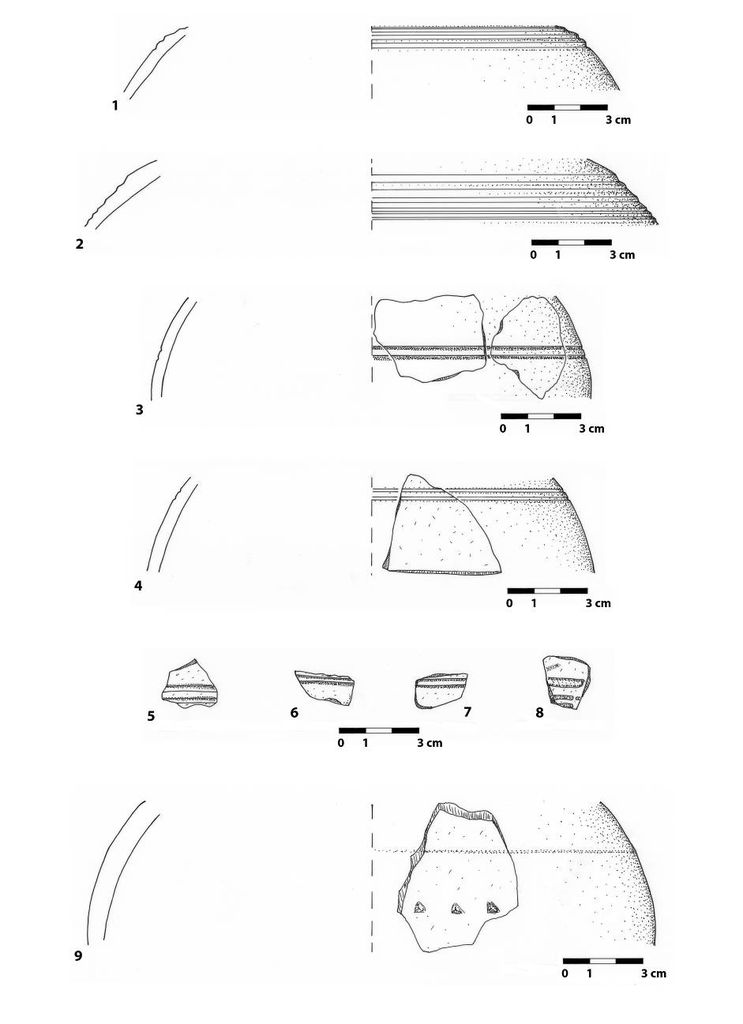 Fig. 47 : Fragments de céramiques diagnostiques de l’UF 20 (dessin : S. G. Schmid)